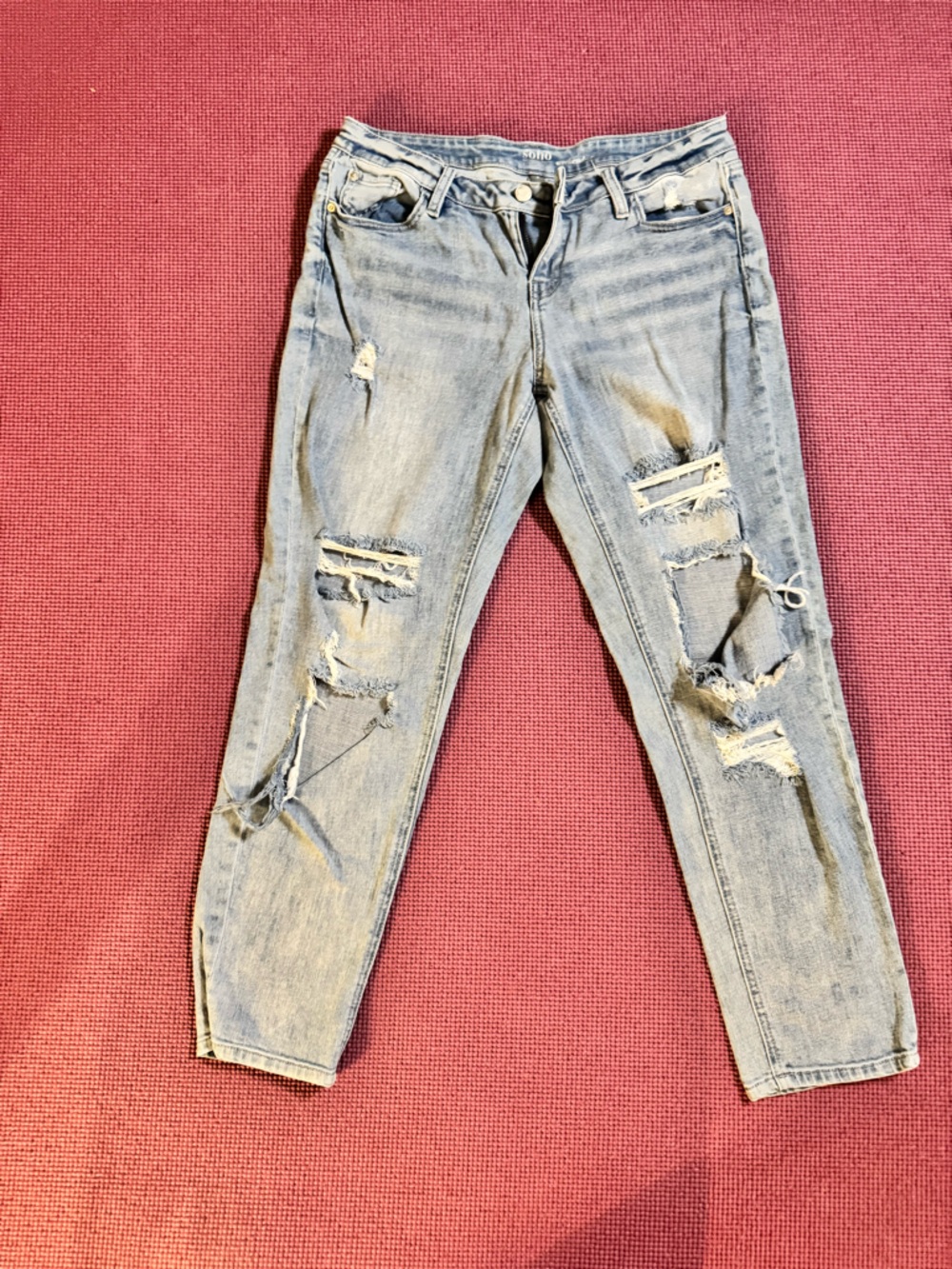 New York & Company Light Blue Ripped Skinny Jeans